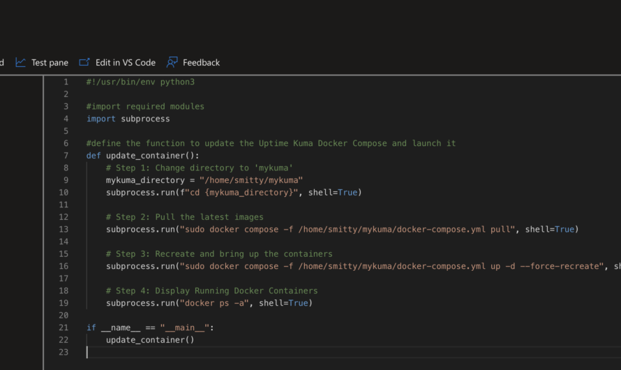 azure automation edit screen for uptime kuma updates